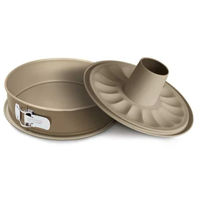 Imagen de Guardini, Línea Gold Elegance, Tartera desmontable doble uso con bandeja recolectora, 26 cm. Material: Acero revestimiento antiadherente, Color dorado.