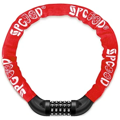 Imagen de SPGOOD Candado de Bicicleta antirrobo (14 colores) combinación 5 dígitos Candado,utilizado para bicicletas, motocicletas, puertas(Rojo)