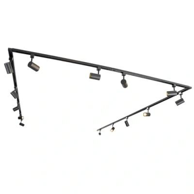 Imagen de Qazqa Moderno sistema de carril monofásico con 14 focos negro Jeana Acero Alargada Adecuado para LED Max. x 50 Watt