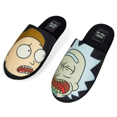 Imagen de Rick y Morty Zapatillas Hombre Casa Pantuflas Hombre, Andar Por Talla 40 45 Regalos (Negro/Multicolor, 42 43)