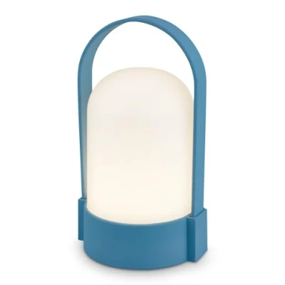 Imagen de Briloner lámpara de mesa LED inalámbrica IP44, táctil, regulable, batería reemplazable, noche, lectura, LED, camping, batería, exterior, 9x8x15,5 cm, azul
