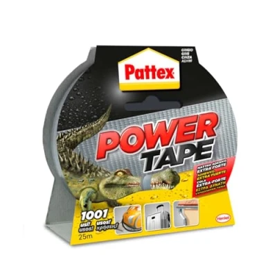 Imagen de Pattex Power Tape, cinta americana extrafuerte para cargas pesadas, negra casi todas las superficies, adhesiva e impermeable, 48 mm x 25 m
