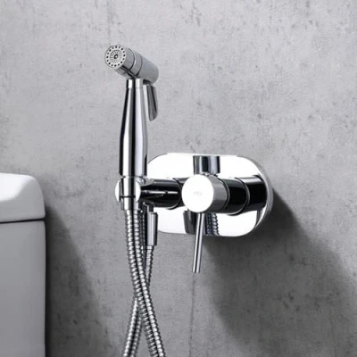 Imagen de IMEX Grifo Bidet Empotrado para WC Ducha Agua Fria y Caliente Higiénica Inodoro Rociador Griferia Sustituto de Fácil Instalación