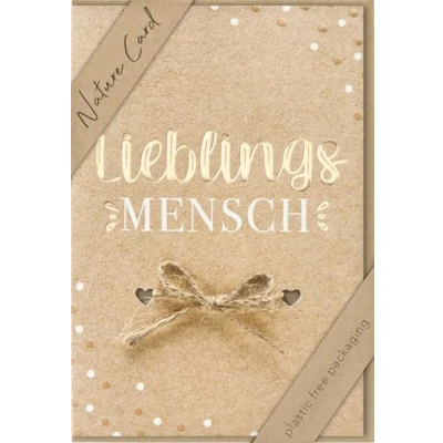 Imagen de bsb Tarjeta de Lieblingsmensch Papel kraft con diseño fantástico sostenible sobre Regalo mejor amigo o novio amor y amistad 11,5 x 17 cm