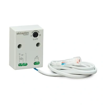 Imagen de Oktaplex Rosa mini interruptor crepuscular empotrable sensor exterior IP65 e interior 230V blanco