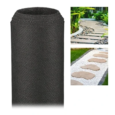 Imagen de Relaxdays Malla Antihierbas 50 g/m² Permeable y Resistente a los Rayos UV, Polipropileno, Negro, 5 m