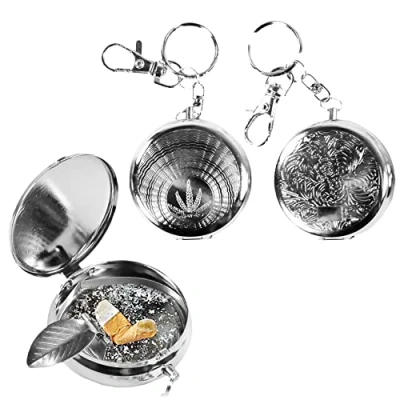 Imagen de com four® cenicero de Bolsillo 3X Cerrado para Cigarrillos Mini como Llavero [la selección varía] (1 Paquete 3)