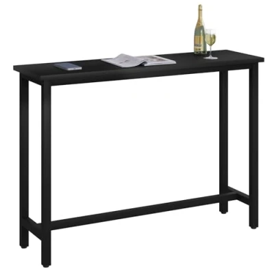Imagen de WOLTU Mesa de Bar Bistro Comedor con Estructura Metal, MDF, 140x40x100cm (WxDxH) Negro BT30sz