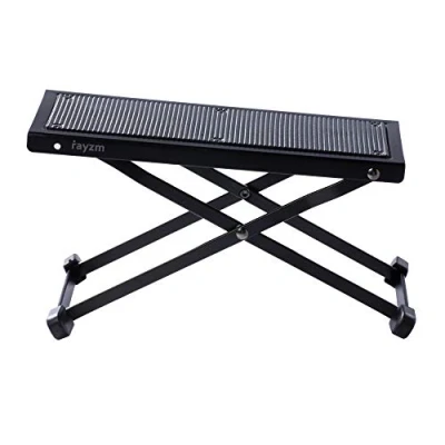 Imagen de Rayzm Banquillo Reposapiés para Guitarra con Acolchado de Goma Antideslizante, Soporte Metal Plegable, Ajustable y Súper Resistente (Flamenco/Clásica/Acústica/Eléctrico)