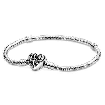 Imagen de Pandora Pulsera de cadena serpiente con diseño árbol genealógico cierre en forma corazón, 23
