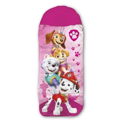 Imagen de saco de dormir infantil Paw Patrol Rosa 140 cm + 30 (capucha) x 70 ideal para exteriores/interiores con Skye, Everest, Liberty, Marshall, momia niñas y niños cremallera