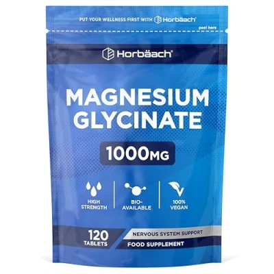 Imagen de Bisglicinato de Magnesio 1000 mg 100 Comprimidos Veganos Glicinato Puro 200mg Elemental Magnesium Glycinate por Horbaach