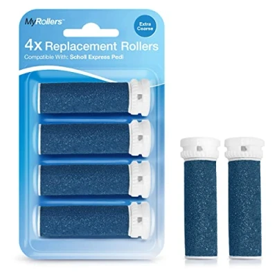 Imagen de 4 x Rodillos de lijado micro minerales extra ásperos azules compatible con Scholl Express Pedi
