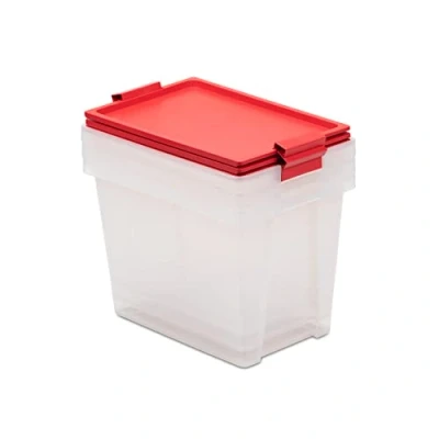 Imagen de TATAY Lote 3 Cajas de Almacenaje con Tapa, 15L Capacidad, Asas, Tapa 100% Materiales reciclados, Libre BPA, Rojo. Medidas 25 x 36 26 cm