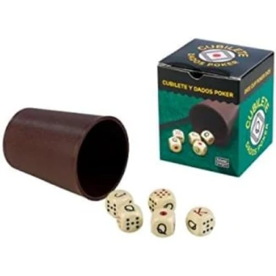 Imagen de Falomir Set de 1 Cubilete Plástico Multicolor 5 Dados Incluidos Diversión y Entretenimiento 2+ Jugadores