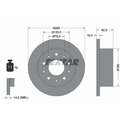 Imagen de TEXTAR PRO 92116203 Disco de freno 280 16 05/10 130 macizo revestido sin perno sujeción rueda, buje rueda FIAT: Ducato III Furgón