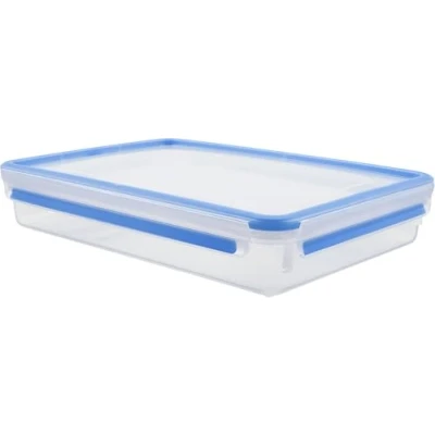 Imagen de Emsa Clip &amp; Close Conservador Hermético de Plástico Rectangular, Transparente y Azul, 2.6 L (32.7 x 22.7 6 cm)