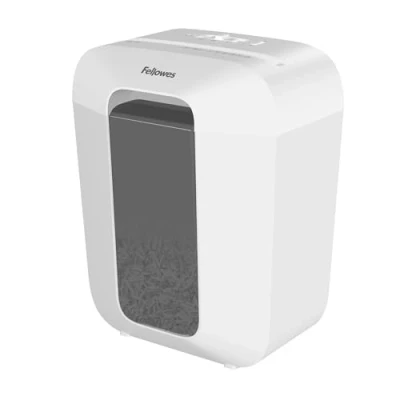 Imagen de Fellowes LX50 Trituradora de papel, corte en partículas, destruye hasta 9 hojas, destructora papel uso personal, papelera 17L, nivel seguridad DIN P4, con bloqueo seguridad, color blanco