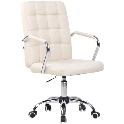 Imagen de CLP Silla de Oficina Terni Tapizada En Tela o Simil Cuero I Escritorio Giratoria &amp; Regulable Altura, Color:Crema, Material Base:Tela