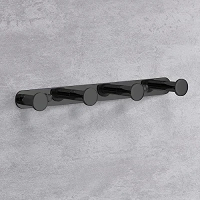 Imagen de LOLYPOT Ganchos Toalla Gancho Percheros de pared Bata Percha 304 Acero inoxidable Perchero Cocina Baño Colgadores puerta (Perforación, negro 4 ganchos)