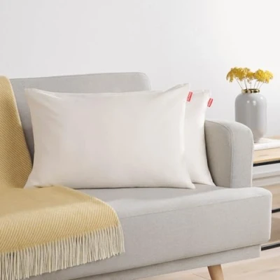 Imagen de Blumtal Juego de 2 Funda para cojín Chenilla Fundas Decorativas sofá con Cremallera Cubierta, Blanco, 40 x 60 cm