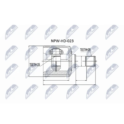 Imagen de NTY NPW HD 023 Junta Homocinética Automática, 5 vel. Eje delantero, derecha, lado de rueda