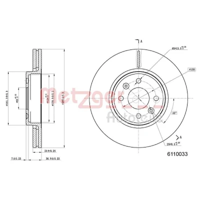 Imagen de METZGER 6110033 Disco de freno Eje delantero 279,7 24 4 100 ventilación interna barnizado, Lijado en cruz con tornillos RENAULT: MEGANE 2, CLIO 2