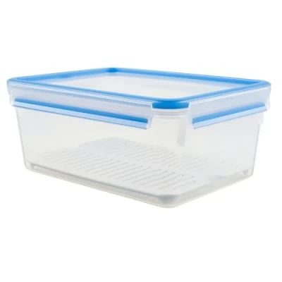 Imagen de Emsa Clip &amp; Close Conservador Hermético de Plástico Rectangular, Transparente y Azul, 3.7 L (26.5 x 19.5 11 cm) con rejilla