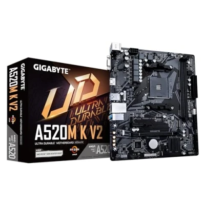 Imagen de GIGABYTE Placa Base A520M K V2 Compatible con CPUs AMD Ryzen Serie 5000 AM4, hasta 5100MHz DDR4 (OC), PCIe Gen3 x4 M.2, LAN GbE, USB 3.2 Gen 1