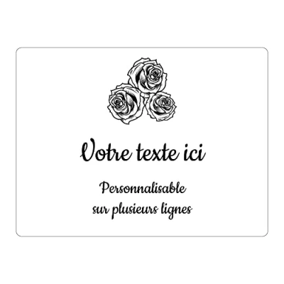 Imagen de Mygoodprice Placa grabada funeraria, diseño de tres rosas, autoadhesiva, 20 x 15 cm, personalizada, 1 a 3 líneas, color blanco