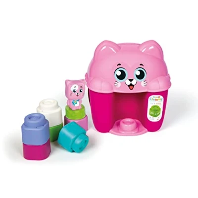 Imagen de Clementoni Soft Clemmy Cat &amp; Kitten Bucket Secello con Ladrillos Suaves, Juego de construcción para niños 6 Meses Made in Italy, Multicolor, 17768