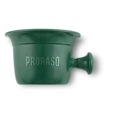 Imagen de Proraso Cuenco de afeitado profesional con mango, 300 ml, recipiente para espuma afeitar y brocha tradicional plástico, verde clásico