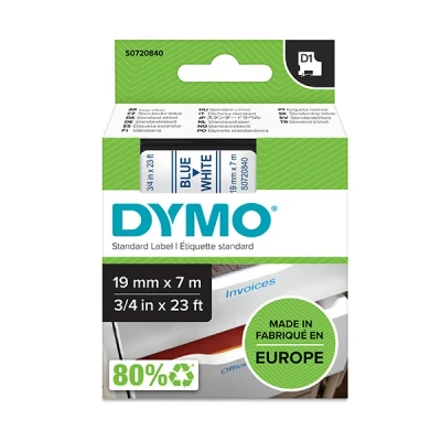 Imagen de Dymo D1 Standard, Cintas para Impresoras de Etiquetas, 19 mm x 7 m, Azul y Blanco, Estándar Pack