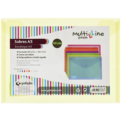 Imagen de 04872560 PACK 10 SOBRES PP MULTILINE A5 AMARILL