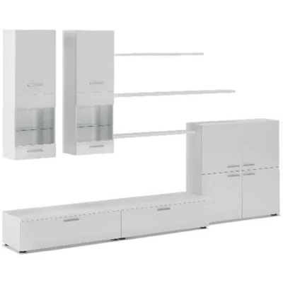 Imagen de Skraut Home Mueble para Salón 189 x 300 42 cm Sistema de Iluminación LED Modelo Beta Gran Capacidad Almacenaje Estilo Moderno Acabado Blanco