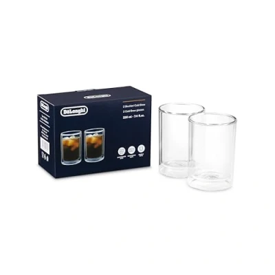 Imagen de De&#039;Longhi 2 vasos térmicos de cristal doble pared DLSC324, vidrio resistente borosilicato, cómodo mantener, sin condensación, lavable a máquina y capacidad 220 ml