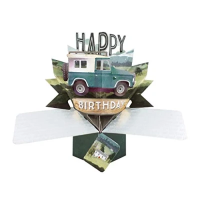 Imagen de Tarjeta de felicitación emergente jeep feliz cumpleaños original Second Nature 3D Pop Up Cards