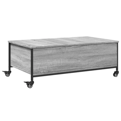 Imagen de vidaXL Mesa de Centro con Ruedas Madera ingeniería Gris 91x55x34 cm