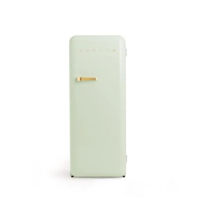 Imagen de CREATE / RETRO FRIDGE 150 GOLD/Frigorífico verde pastel maneta dorada con congelador 281L 102W, bajo consumo, diseño vintage, 150cm, 3 estantes, regulador temperatura, botellero, 60x60x150cm