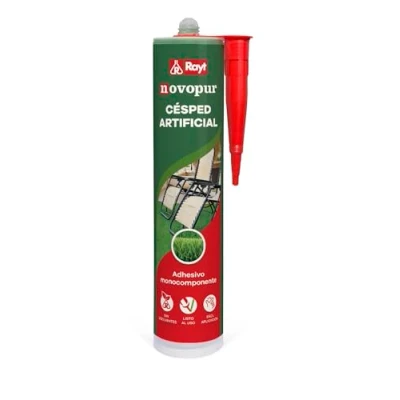 Imagen de Rayt 1315 13 Novopur Cartucho de Adhesivo monocomponente poliuretano para césped artificial y también pavimentos goma, caucho PVC. Color verde. Secado en 30 minutos. 300 ml