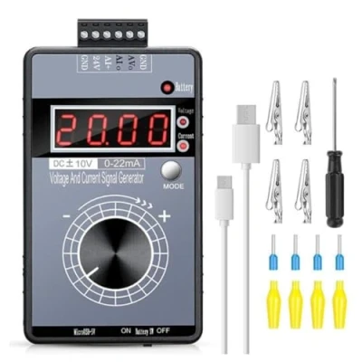 Imagen de Generador De Señal Corriente Voltaje, 0 4 20mA Portátil Mano, 10V/0 22mA Simulador voltaje actual Recargable Calibrador Fuente Analógica Para PLC/Panel