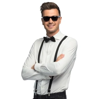 Imagen de Boland juego de disfraces 3 piezas, accesorios con tirantes, gafas y pajarita, para festivales, JGA, carnaval fiestas temáticas