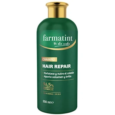Imagen de Farmatint Champú Reparador, 96.5% Ingredientes Naturales, Fortalecimiento y Nutrición Capilar, Sin Siliconas/SLS, 250ml