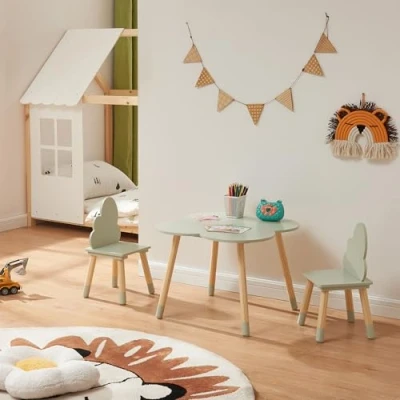 Imagen de Juego infantil de mesa y 2 sillas epim mdf en forma nubes 60