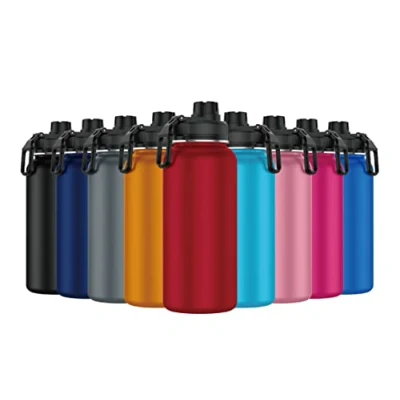 Imagen de Mi Ko Ka Botella de Agua Acero Inoxidable Térmica Reutilizable Deportiva Sin BPA Mantiene Frio y Calor Termo Hermética A Prueba Fugas (1 Litro V2, Rojo)