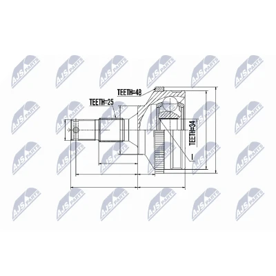Imagen de NTY NPZ PE 027 Junta Homocinética Eje delantero, derecha, izquierda Termoplástico PEUGEOT: 206 Hatchback