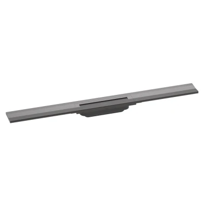 Imagen de hansgrohe RainDrain Flex Canaleta de ducha (800 mm, se puede acortar para montaje en pared, cromo cepillado), color negro