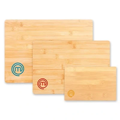 Imagen de MasterChef Tablas de Cortar Cocina, Juego 3 Piezas Tabla en Bambu 38x27,5 cm / 34x23,5 23x15 cm, Ideal como Pan, Jamon, Verduras y Quesos, Cutting Board Set, Sostenible