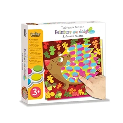 Imagen de Crea lign&#039; Pintura de dedos Animales colores Estuche creativo Tablas fáciles a partir 3 años, rojo/verde/amarillo/azul