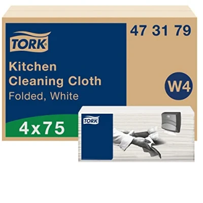Imagen de Tork paño de limpieza cocina blanco W4, altamente absorbente, 4 x 75 paños, 473179